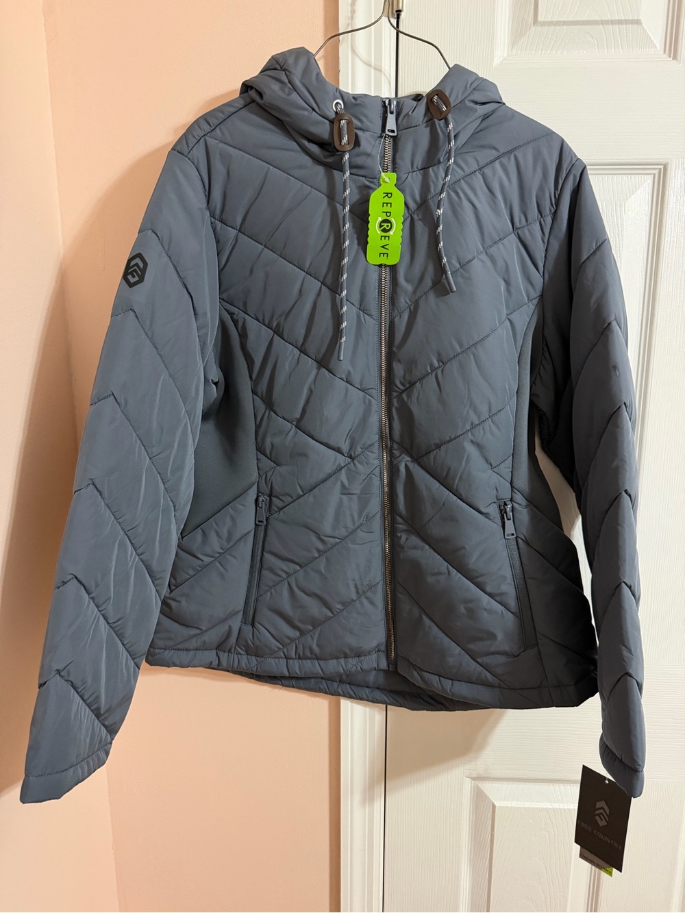 Free Country Women's Quilted Hooded Puffer Jacket - Gray